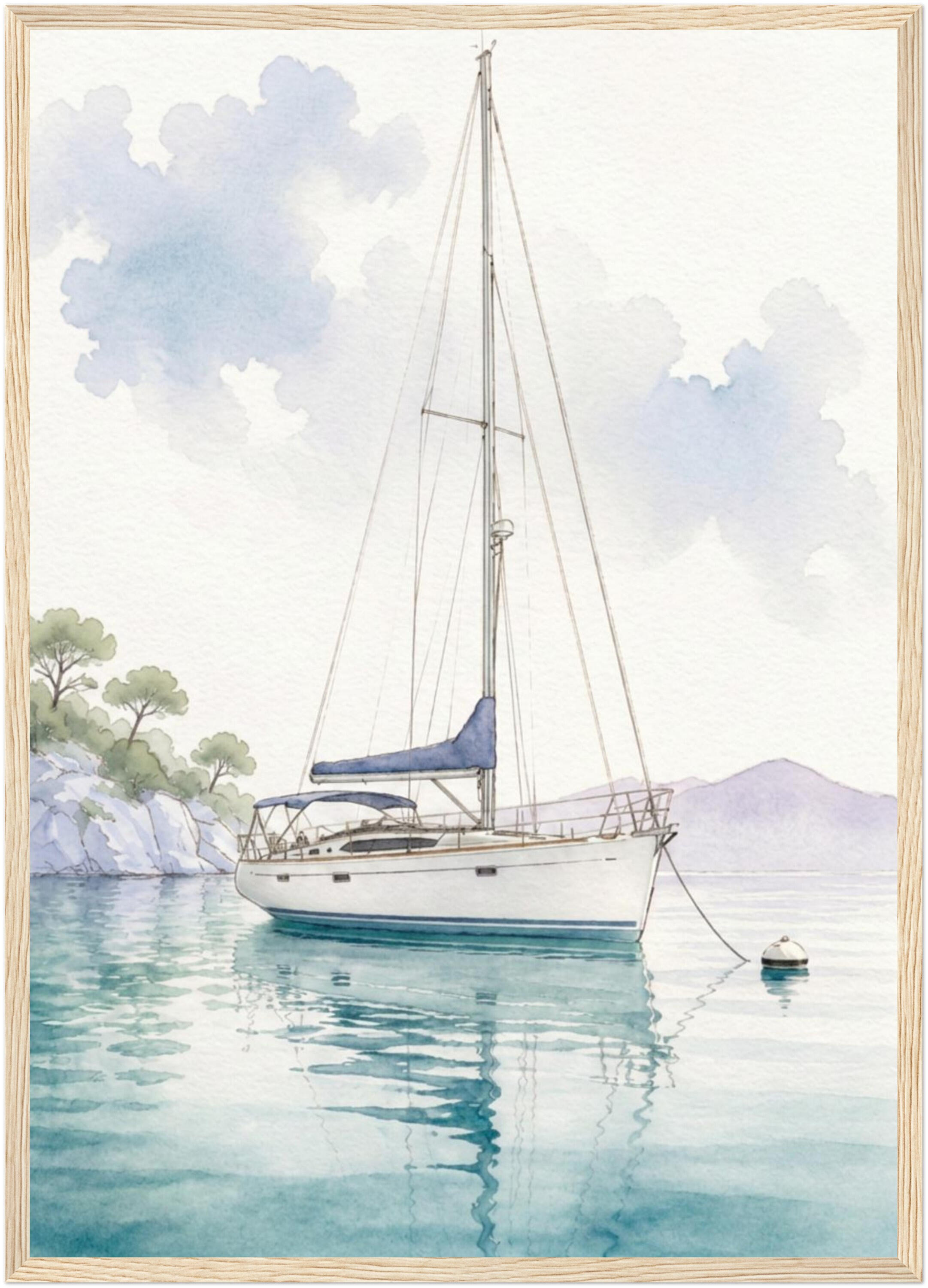 Serenity Yacht at Anchor Framed Poster